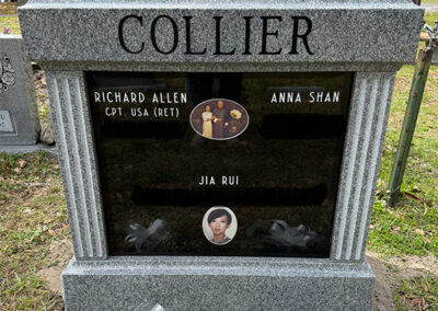 Collier granite headstone with photos