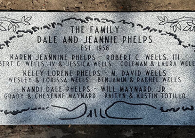 phelps family tree laser etched granite plaque